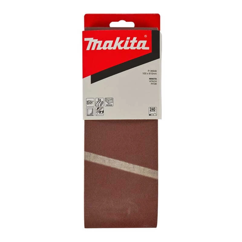 Bandes Abrasives 100x610 Mm Pour Bois Métal Grain 240 (5 Pcs) - MAKITA P-36946 2 Bandes Abrasives 100x610 Mm Pour Bois Métal Grain 240 (5 Pcs) - MAKITA P-36946 – Image 2