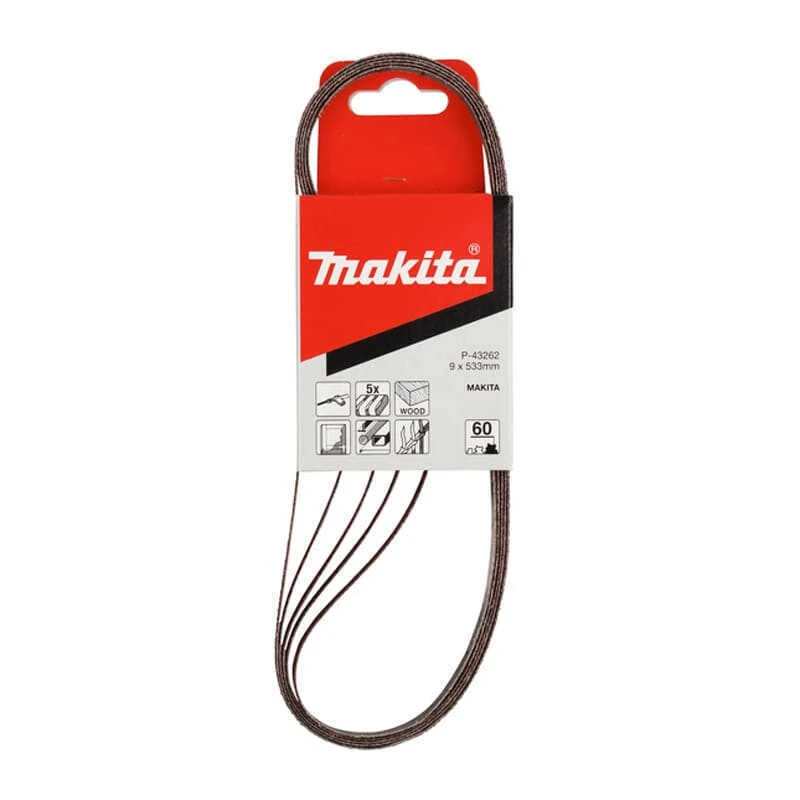 Bandes Abrasives 9x533 Mm Rouge Pour Bois Et Métal Grain 60 (5 Pcs) - MAKITA P-43262 1 Bandes Abrasives 9x533 Mm Rouge Pour Bois Et Métal Grain 60 (5 Pcs) - MAKITA P-43262