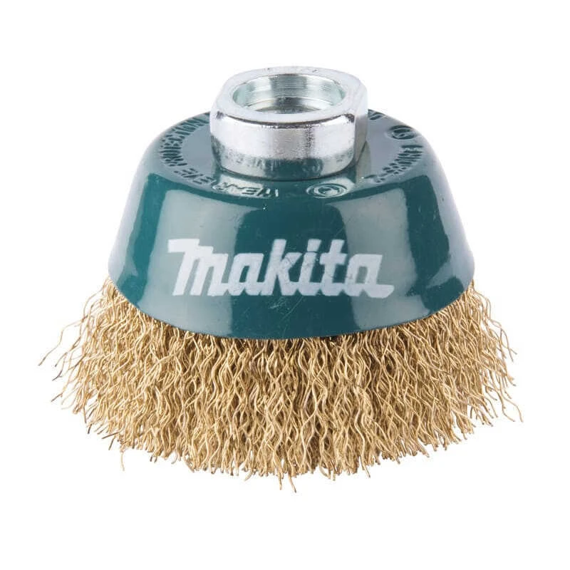 Brosse Boisseau à Fils Acier Laitonnés Et Ondulés Pour Meuleuse - MAKITA D-39746 1 Brosse Boisseau à Fils Acier Laitonnés Et Ondulés Pour Meuleuse - MAKITA D-39746