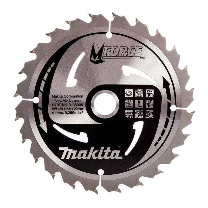 Lame Carbure Bois MForce 24 Dents Ø165 Mm - MAKITA A-89632 1 Lame Carbure Bois MForce 24 Dents Ø165 Mm - MAKITA A-89632