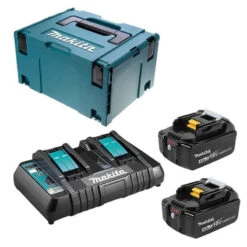 Produits populaires 11 Pack Énergie 18V Li-Ion (2x4,0 Ah) Avec Chargeur Double Dans MAKPAC - MAKITA 197504-2